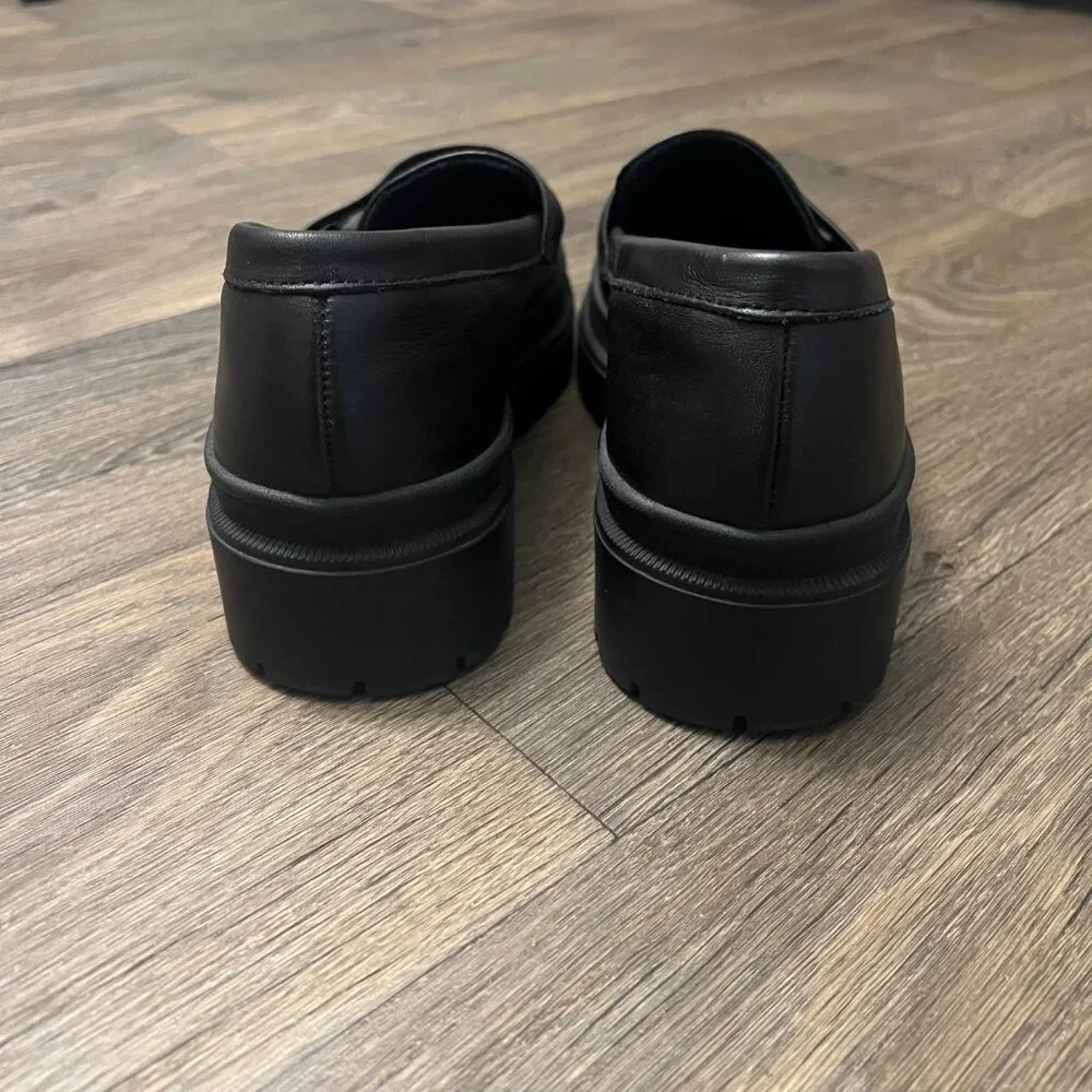 Leather Chunky Penny Loafers - Black - Picture 8 of 14